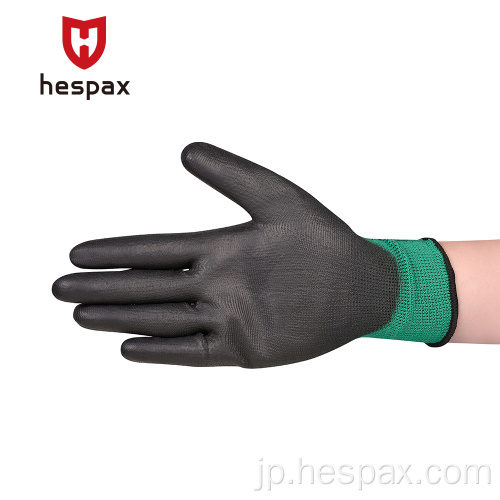 Hespax Pu Palm Coated Dexterous Electronic Gloves ESD